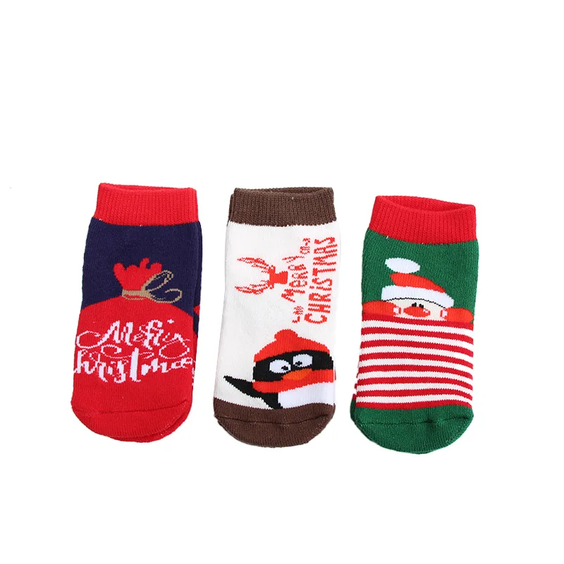Новинка; сезон осень-зима; рождественские тематические носки для малышей; милые хлопковые носки с героями мультфильмов для новорожденных; теплые носки унисекс для малышей; 3 пары - Цвет: 4