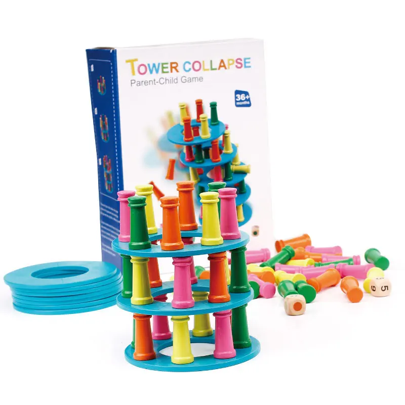 

Wooden Stacks High Pumping Building Blocks Game Pizza Tower Children's Balance Exercises Intellectual Early Education Toys Gifts