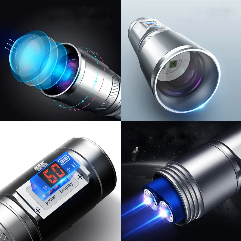 Фонарик для рыбалки с ЖК дисплеем 15 Вт синий/белый/желтый свет|zoomable flashlight|strong