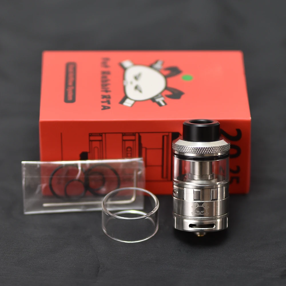 

HOT Fat Rabbit RTA Tank Single coils/Dual Coils 28.4mm Diameter 5.5ML Postless Building Deck E Cigarette Atomizer