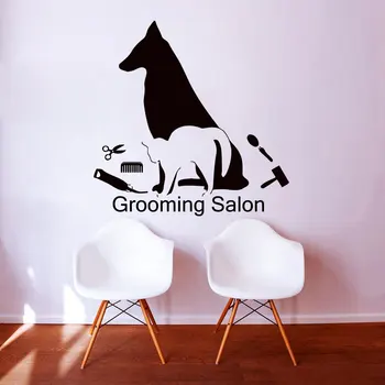 Billig Petshop Pflege Salon Wand Aufkleber Katze Und Hund Wand Decals Vinyl Abnehmbare Wohnzimmer Wand Dekor Aufkleber Neue Ankunft