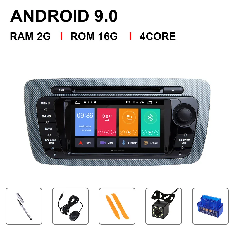 Ips DSP 8Core 2 Din Android 9 автомобильный радиоприемник для сиденья Ibiza 6J MK4 SportCoupe Ecomotive Cupra 2009-2013 мультимедиа навигатор с GPS, DVD - Цвет: 4 Core 16ROM OBD Cam