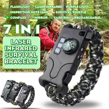 SGODDE 7 в 1 браслет для выживания paracord Многофункциональный лазер мигающий браслет ручной работы инфракрасный Кемпинг оборудование инструмент