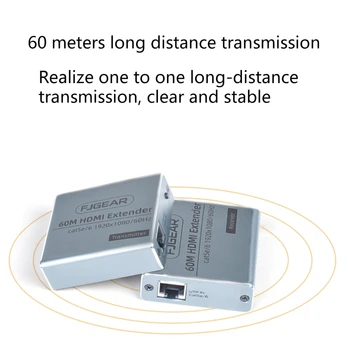 

60m Extender Transmitter Receiver Cat5e/Cat6 RJ45 Ports Loop 1080P for PS4 35EA