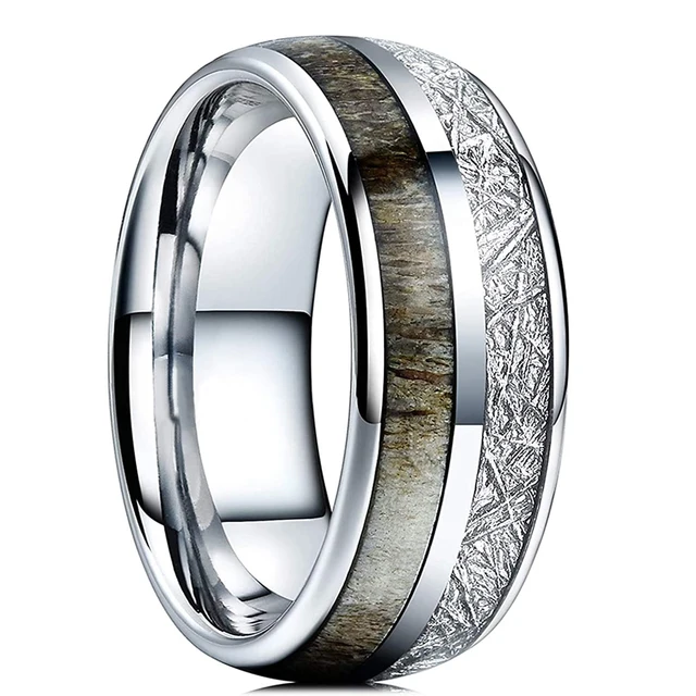 Bagues en titane et acier pour hommes, couleur violette, incrustation de coquille d'ormeau colorée, anneaux en acier inoxydable pour hommes, bijoux de mariage