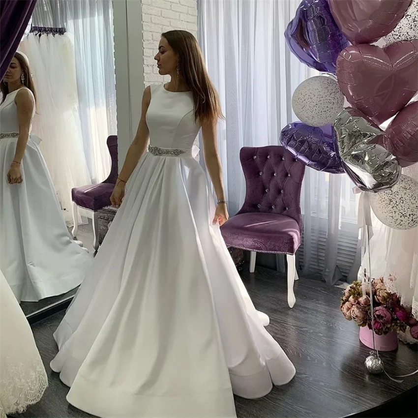 O-Neck-White-Ivory-Wedding-Dress-Long-Wedding-Gowns-Sleeveless-Backless-Beach-Party-Bridal-Dresses-New