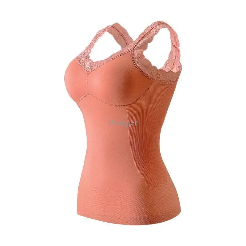Fleece Thermal Underwear Women Winter Lace Tops Ladies Thermo Shirt Padded Warm Sleevless Vest