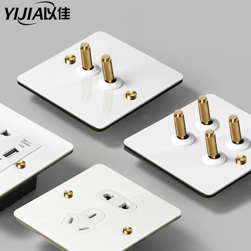 

Brass switch copper Toggle Switch Light Switch 1/2/3/4gang knurled white Panel Wall Switch Retro style Light Switch,86type