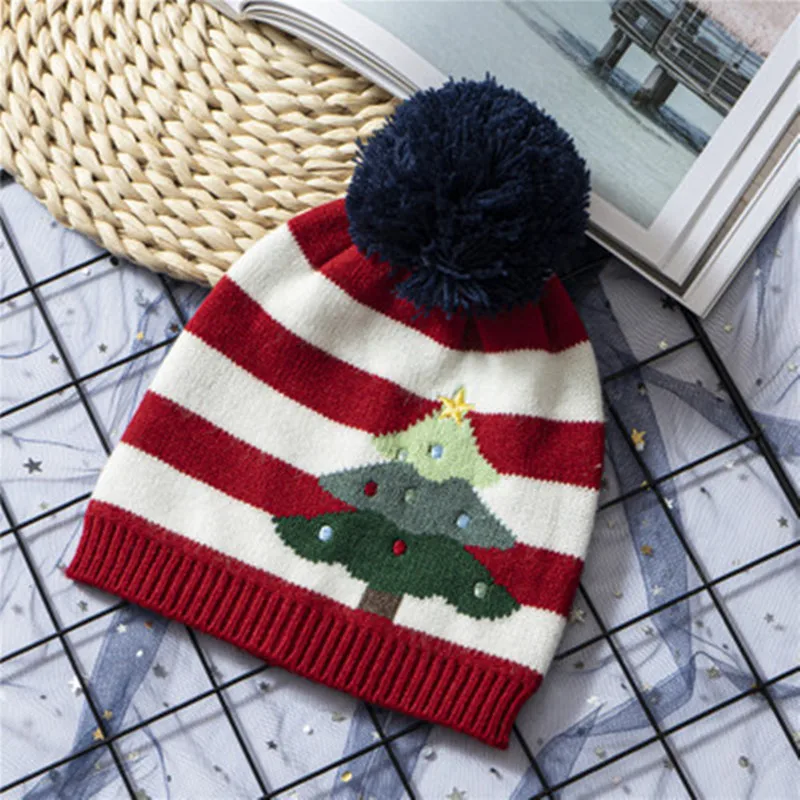 Рождественская шапка, зимняя детская вязаная шапка, милая шапочка для девочек и мальчиков, повседневная детская шапка, Детская шляпа для