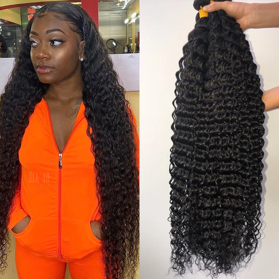 Queenlife 30 32 34 36 38 40 pulgadas onda profunda mechones de cabello brasileño mechones extensiones de cabello humano 1/3/4 Uds Remy extensiones de pelo ondulado mechones