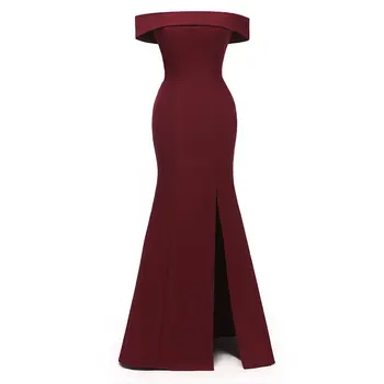 

Women's Full Dress Elegant Solid Color Split Strapless Maxi Long Dress