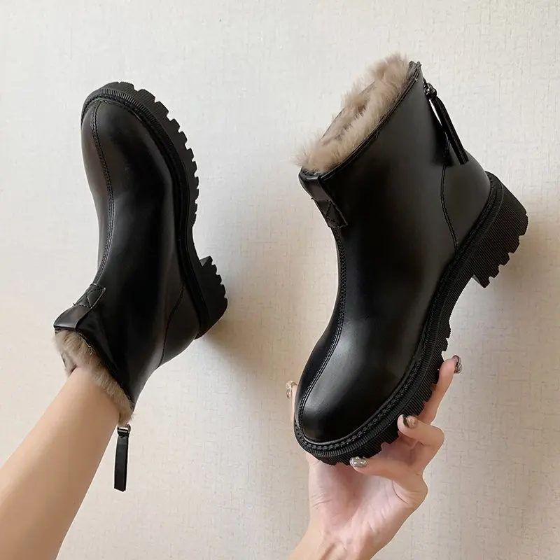 Boots 2020 Black 35 40 Size PU Leather Ankle Boots Plush Boots Female Women Shoes Women Fashion and Keep Warm Winter Boots Women Boots 2020 Black 35 40 Size PU Leather Ankle Boots Plush Boots Female Women Shoes Women Fashion and Keep Warm Winter Boots Women