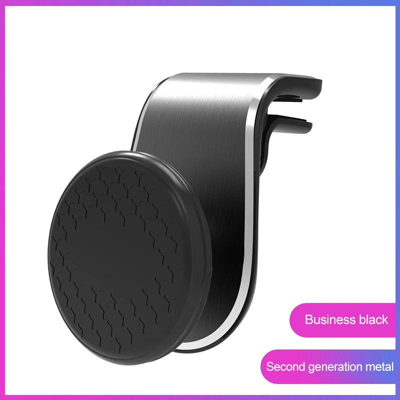 Черный Автомобильный держатель для телефона, металлический магнитный универсальный, вращение на 360 градусов, мини, крепление на вентиляционное отверстие, Магнитная подставка для мобильного телефона, для смартфонов gps в автомобиле - Цвет: Черный