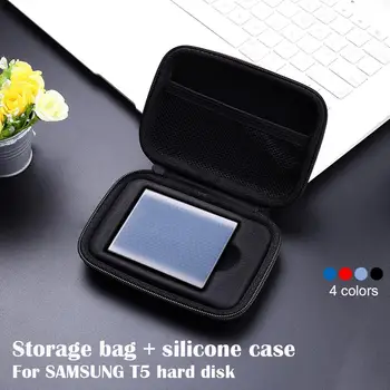 

Storage bag Protective Case For Samsung T5 T3 Hard Disk Pack Protection Package With Silicone Cover Include Mesh Pocket #1108
