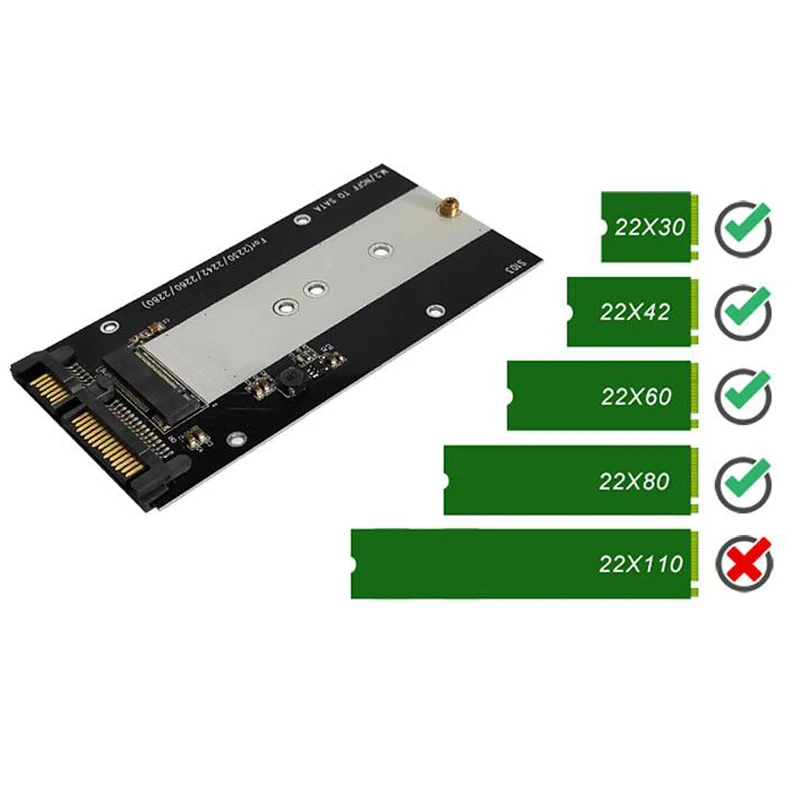 B Ключ NGFF M.2 SATA 3,0 адаптер карты с металлической Корпус M.2/NGFF SSD до 2," SATA 3,0 SSD адаптер для 2242/2260/2280 мм M2 SSD