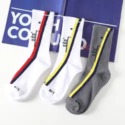 1 пара осенние полосатые хлопковые дышащие мужские носки модные хип-хоп скейтборд лодыжки носки для мальчиков Harajuku шик уличная Мужская Sox