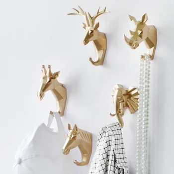 

Resin Animal Head Hook Hanger Rack Holder Wall Mount Home Room Decor Coat Hat Key Hook LBShipping