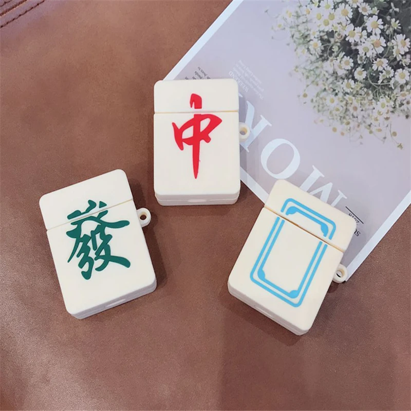 

Retro Chinese Mahjong personal Earphone Case For Apple Wireless Bluetooth Headset Airpods 1 2 Silicone Earphone Protection Cover
