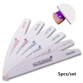 

5 pcs/lot Sandpaper Nail File Lime 100/180 Double Side Sanding Buffer Block Set Grey Nail Files For UV Gel Polish Manicure Tool