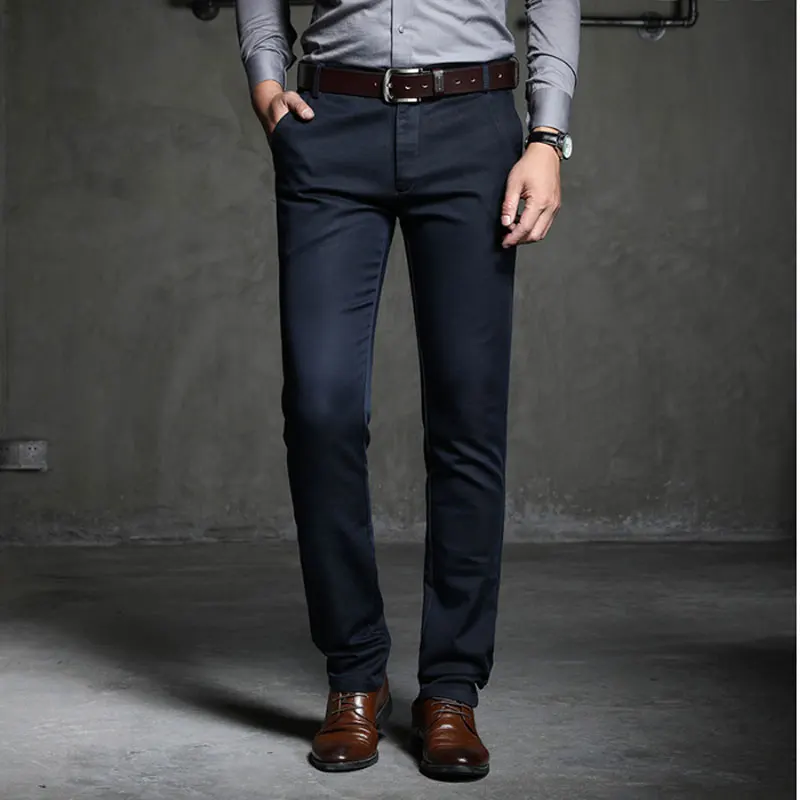 Brand Men's Slim Suit Pants Large Size Fashion Office meeting Business Casual Stretch Comfortable Breathable Black Blue Trousers