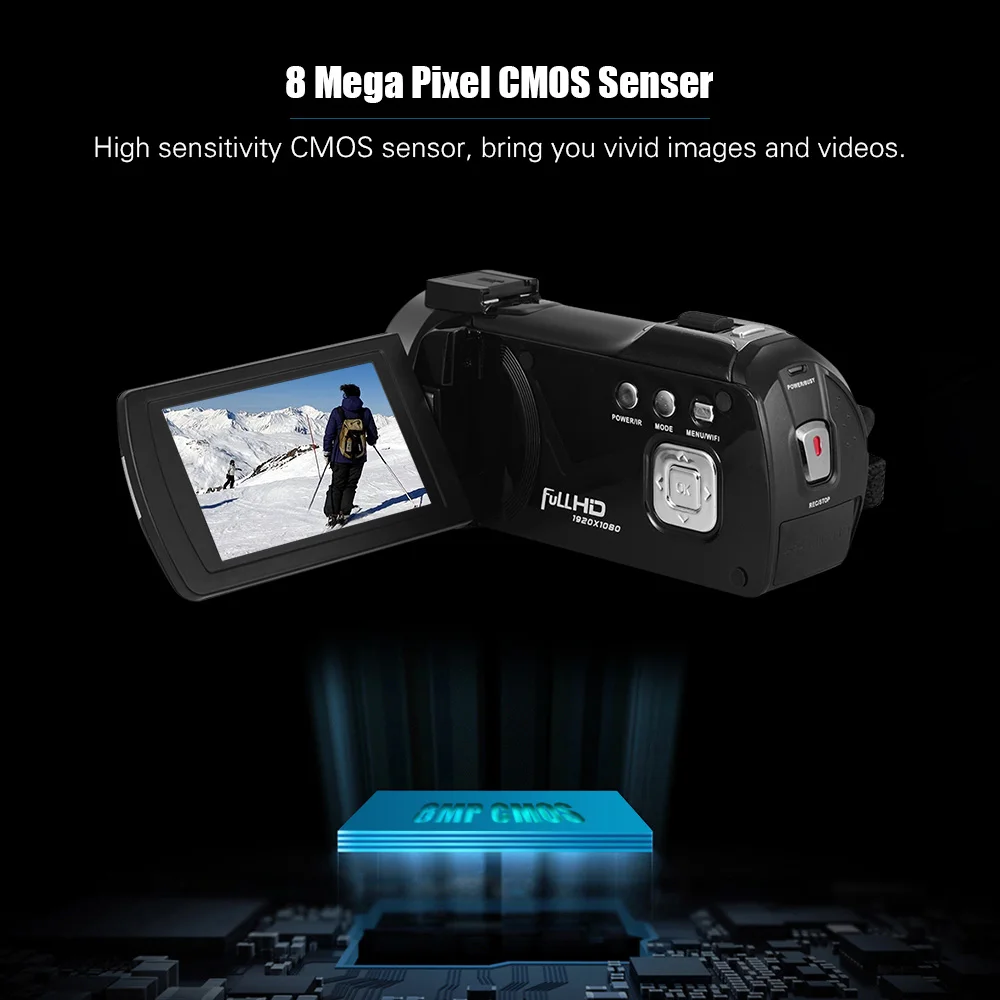 Портативная многофункциональная цифровая видеокамера FHD 1080P 16X с цифровым зумом 3 дюйма Поддержка ИК ночного видения WiFi подключение