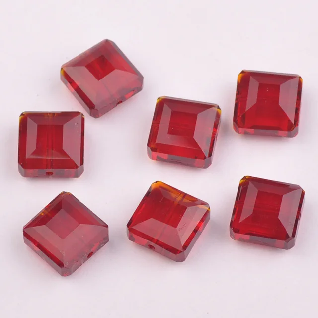 10pcs 13mm Square Faceted Cut Crystal Glass Loose Crafts Beads lot for DIY Jewelry Making 17