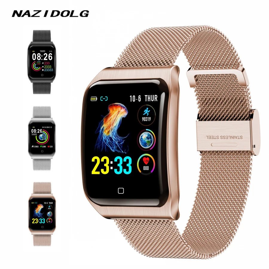 

Women Men Smart Watch Sport Wristband Metal Strap Appearance Health Heart Rate Functions Calories Fitness Bracelet