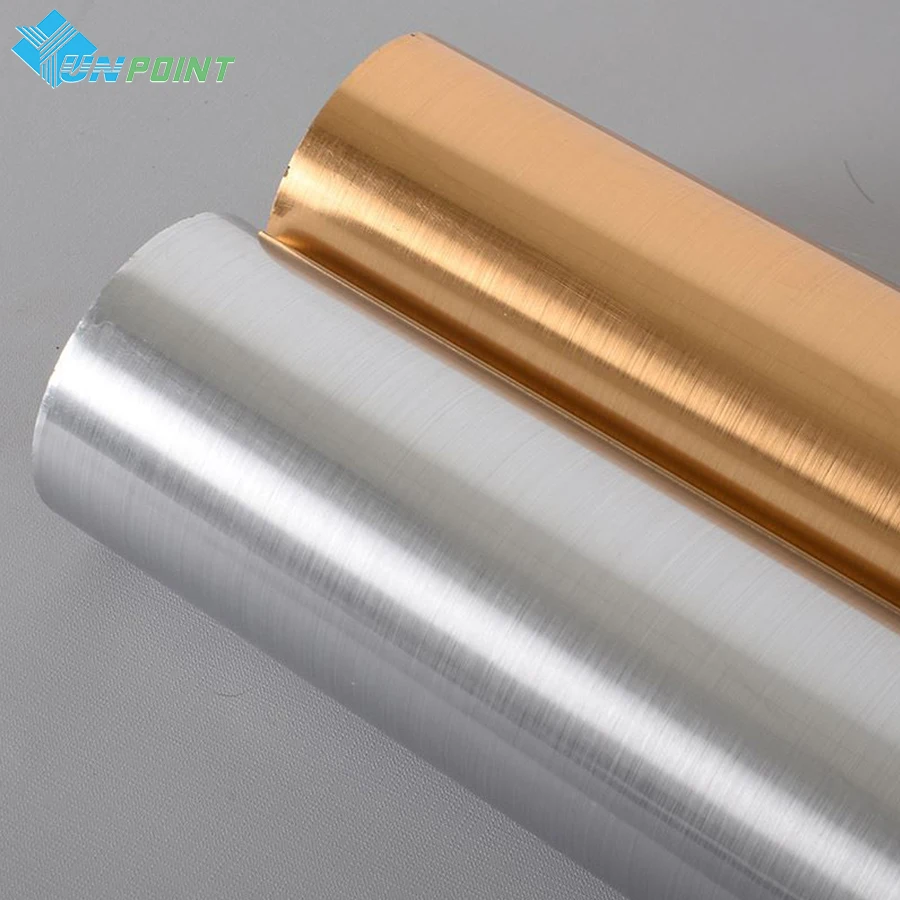 Thicken Brushed Metal Wallpaper Self-Adhesive Home Appliance Fridge Decorative Film Old Furniture Waterproof Renovation Stickers