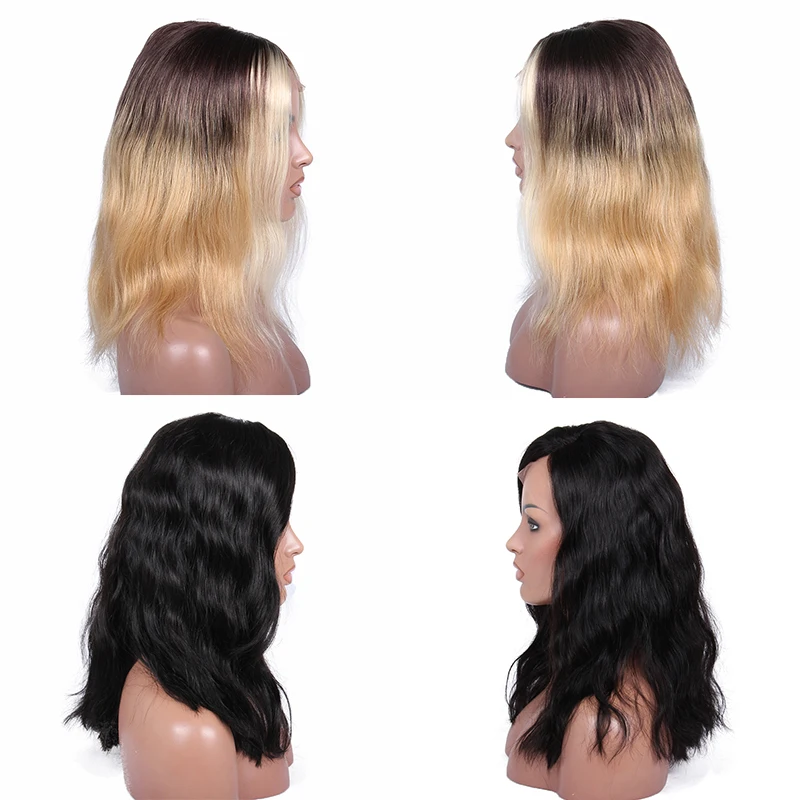 

Ombre 1B 27A Blonde Lace Front Wig 150% Natural Wave Human Hair Wigs Brazilian Glueless Lace Front Human Hair Wigs Remy KUN Hair