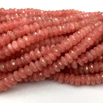 

High Quality Natural Genuine Red Rhodochrosite Hand Cut Faceted Rondelle Beads 15" 06350