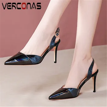 

VERCONAS 2020 Fashion Woman Sandals Woman Pumps High Quality Shallow Ankle Strap Casual Pointed Toe Thin High Heeled Shoes Woman