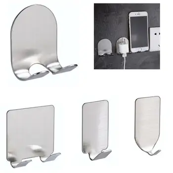 

4pcs Stainless Steel Hook Self-adhesive Plug Holder Power Plug Wall Hook Punch Free Hook for Home Office Room Kitchen