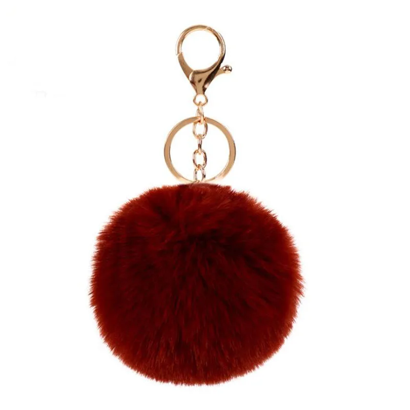 Мода 8 см пушистый меховой брелок с помпоном искусственный мех мяч брелок Женская сумка кольцо для колец с шармами Llaveros Chaveiros 15 цветов - Цвет: 829247