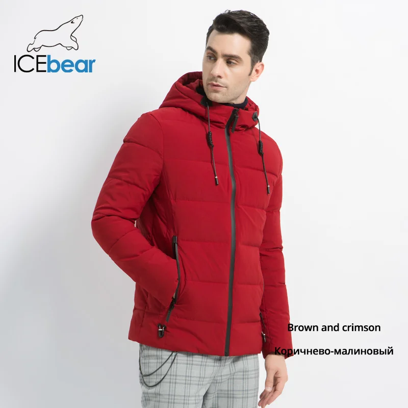 ICEbear, новинка, мужская зимняя куртка, высокое качество, Мужское пальто с капюшоном, Мужское пальто, утолщенная Теплая мужская одежда MWD18925I - Цвет: M334