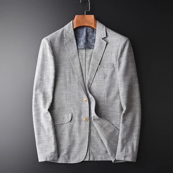 

New Arrival Mens Blazer Fashion Linen And Cotton Men's Blazer Classic Hight Quality Mens Suit Jacket Plus Size 3xl 4xl