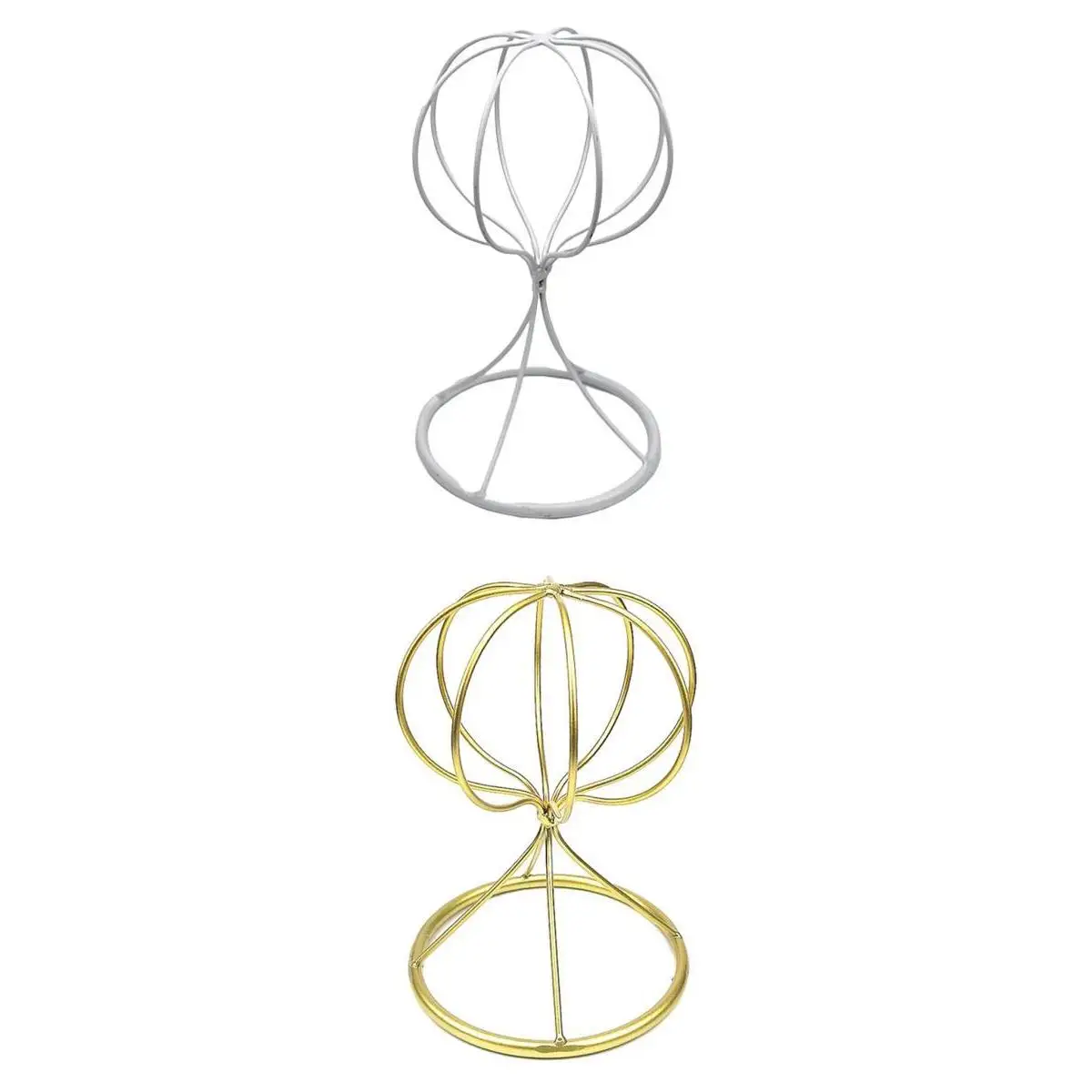 2pcs Balloon Style Metal Hat Helmet Holder Tabletop Wig Display Stand 22cm