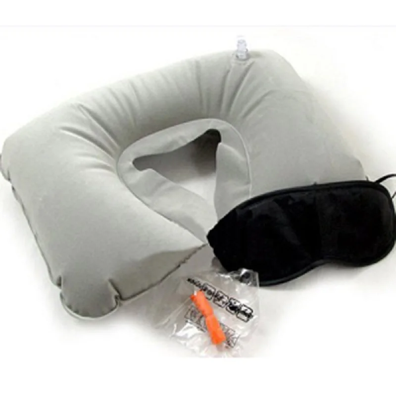 CAMMITEVER 3Pcs Inflatable U Shaped Pillow Earplug Eyeshade Car Head Neck Rest Air Cushion for Travel Support | Дом и сад