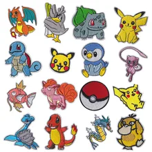 30 style Cartoon  Pokemon Patches DIY Stripes Thermo Stickers Clothes Application Fusible Clothing Anime Patch Applique Tops