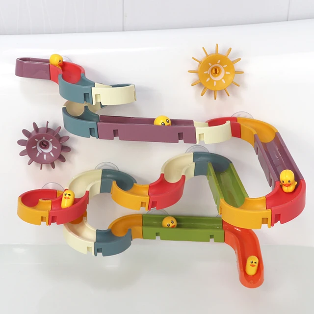 New Baby Bath Kids Toys Rainbow Shower Pipeline Yellow Ducks Slide Tracks Bathroom Educational Water Game Toy for Children Gifts 6