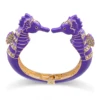 New Arrivals Fashion Statement Enamel Bangle Cuff Bracelet for Women Gold Plated Inlaid Rhinestones Sea Horse Bracelet Pulseira 5