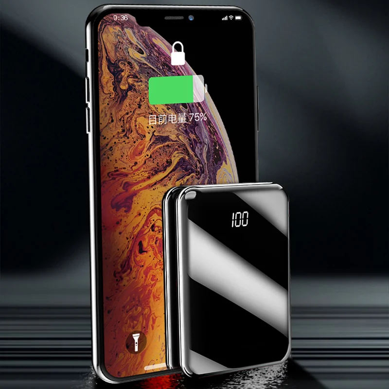  ROCK Min 10000mAh Power Bank Für xiaomi iPhone LCD Display Tragbare Ladegerät Power Externe Batteri