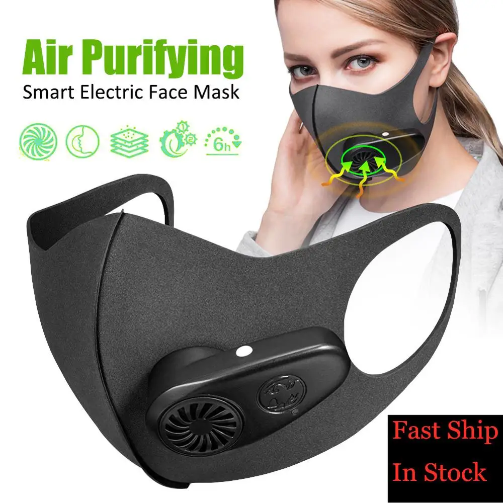 

Smart Electric Mask Reusable Mouth Mask Anti-Pollution Filter Mask PM2.5 Pollen Masks With Breathing Valve Air Purifying Mask