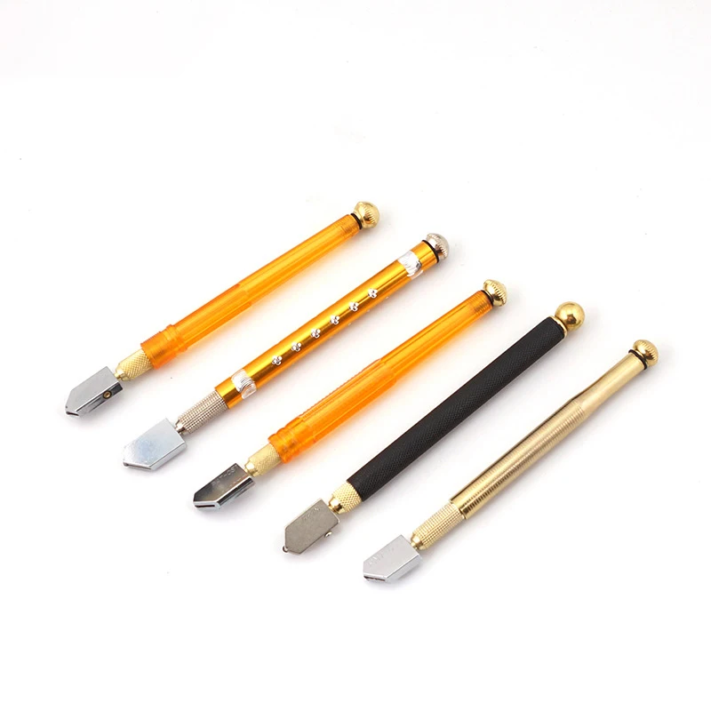 

Glass Cutter Diamond Tip Steel Blade Cutting Tool Oil Feed Glass Cutter Antislip Metal Handle 175mm For Hand Tool Glass Cutting