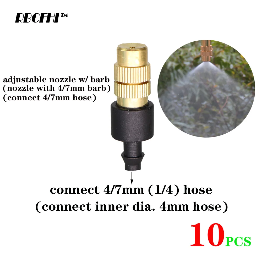 Micro Drip Irrigation Misting Brass Nozzle Garden Spray Cooling Parts Copper Sprinkler with Connector 10PCS 5 Types garden sprinkler plants irrigation kits drip irrigation spike garden irrigation nozzle drip irrigation