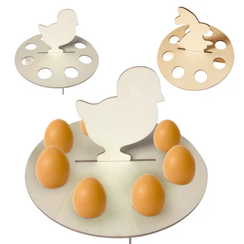 

Egg Rack Wooden Easter Egg Stand Egg Tray DIY Chick Ornament Rabbit Festival