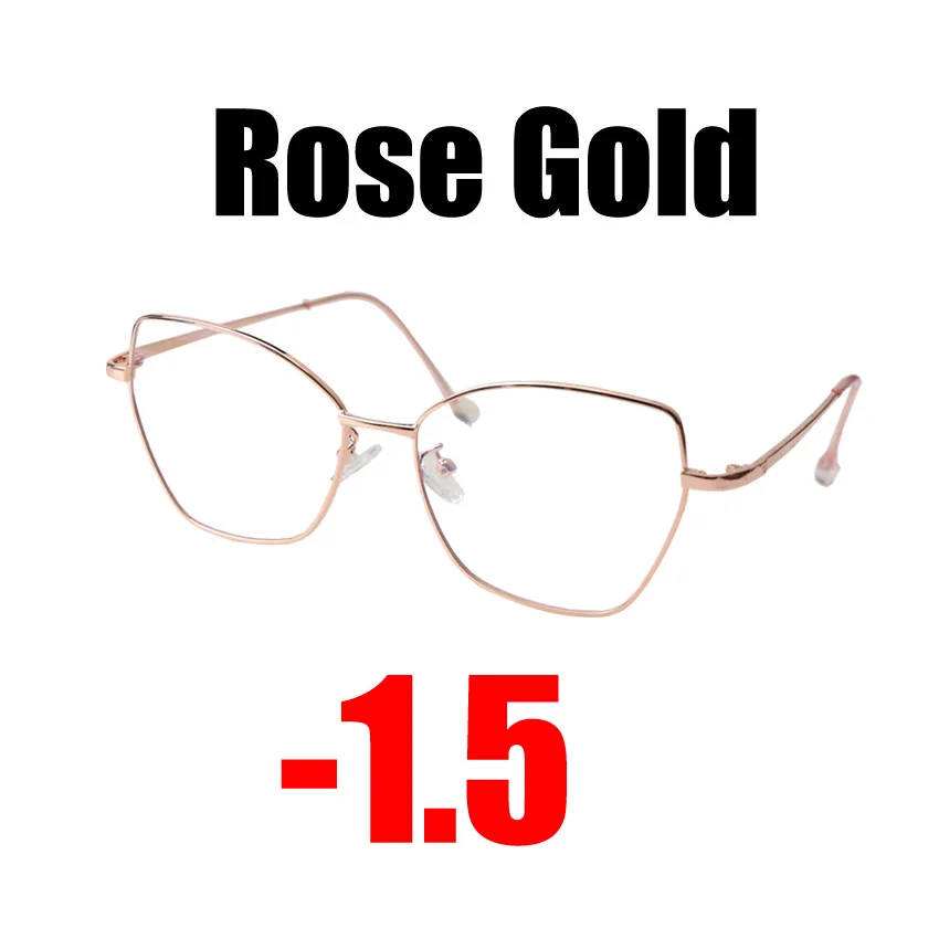 Rose Gold -1.5 SOOLALA Ультралегкая оправа с бабочкой, очки для близорукости по рецепту, женские очки, оптические линзы, диоптрийные очки от-1,0 до-4,0 - Цвет оправы: Rose Gold -1.5