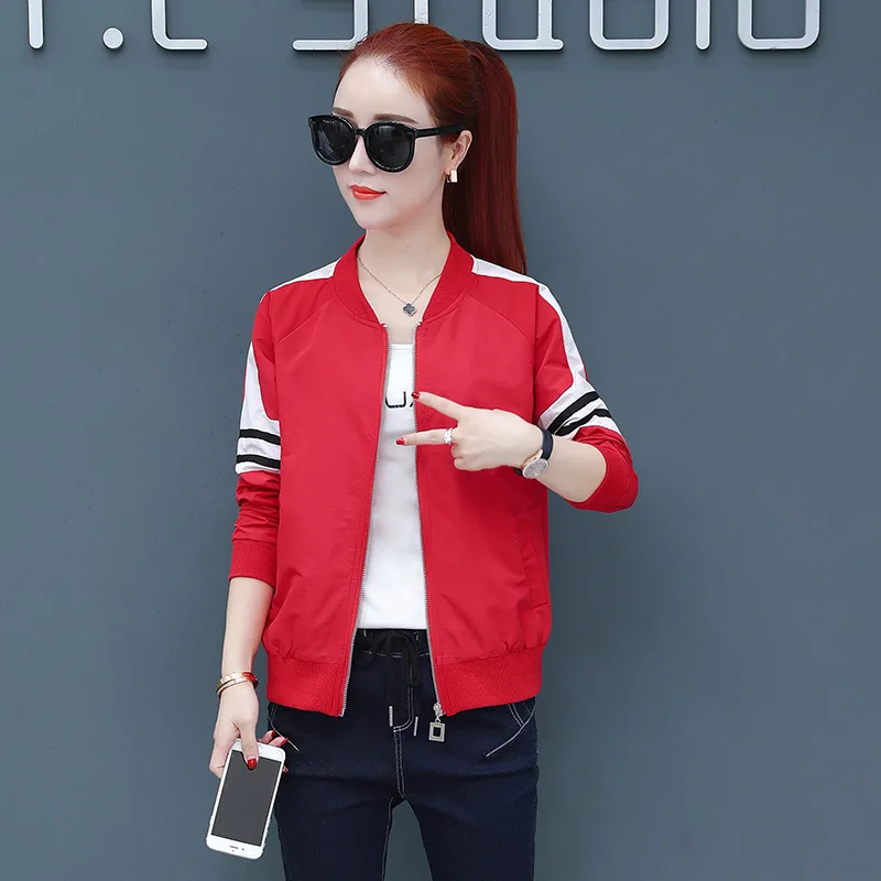 

Coat New Style Slim Fit Women's Spring And Autumn Casual Tops Jacket Women's Short-Style Loose-Fit Baseball Uniform Female Strip
