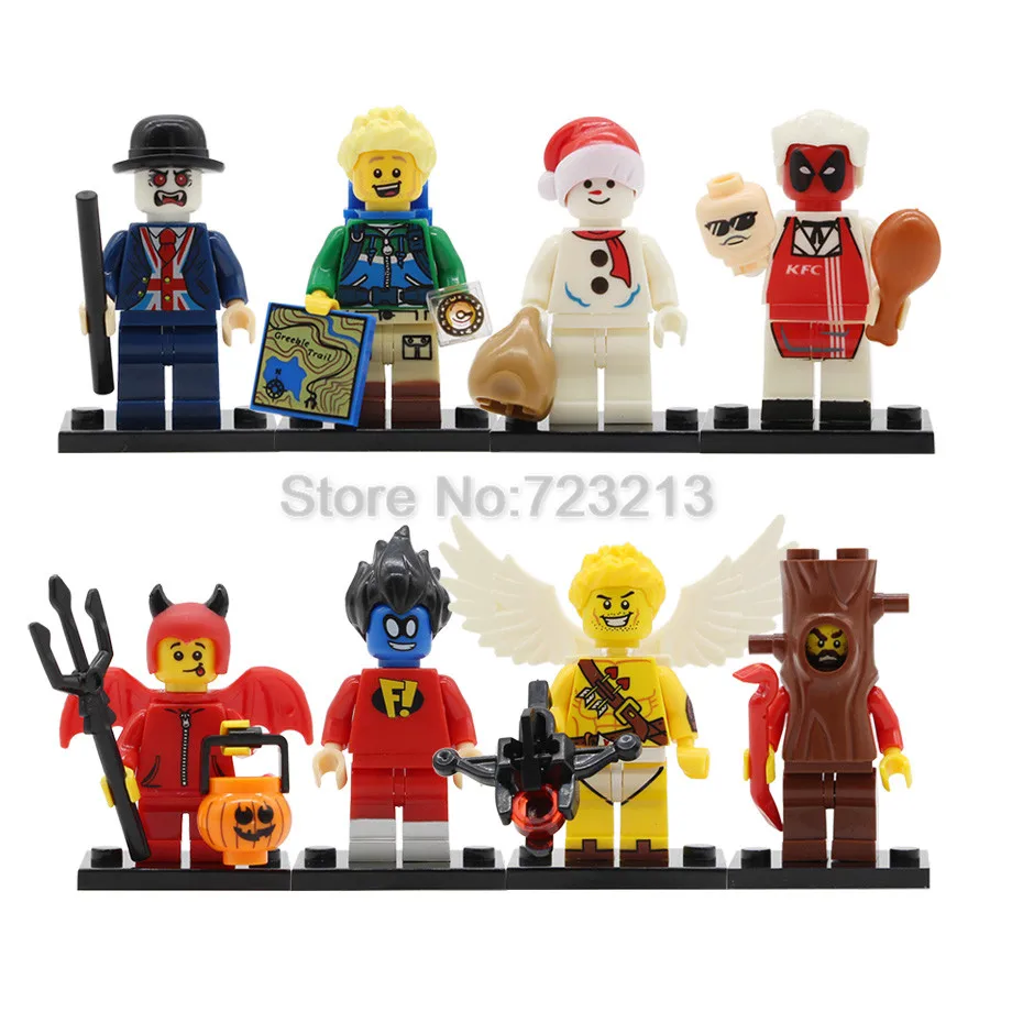 

Single Sale Pumping Hiker Snowman Vampire Leicester Figure Treeman Devil Cupid Building Blocks Set Model Kits Bricks Toy Legoing