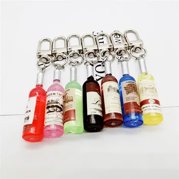 

Simple Funny Imitation Wine Bottle Keychain Fashion Tiny Earphone Cover Pendant Bag Accessory Key Chain Best Friend Gift Jewelry