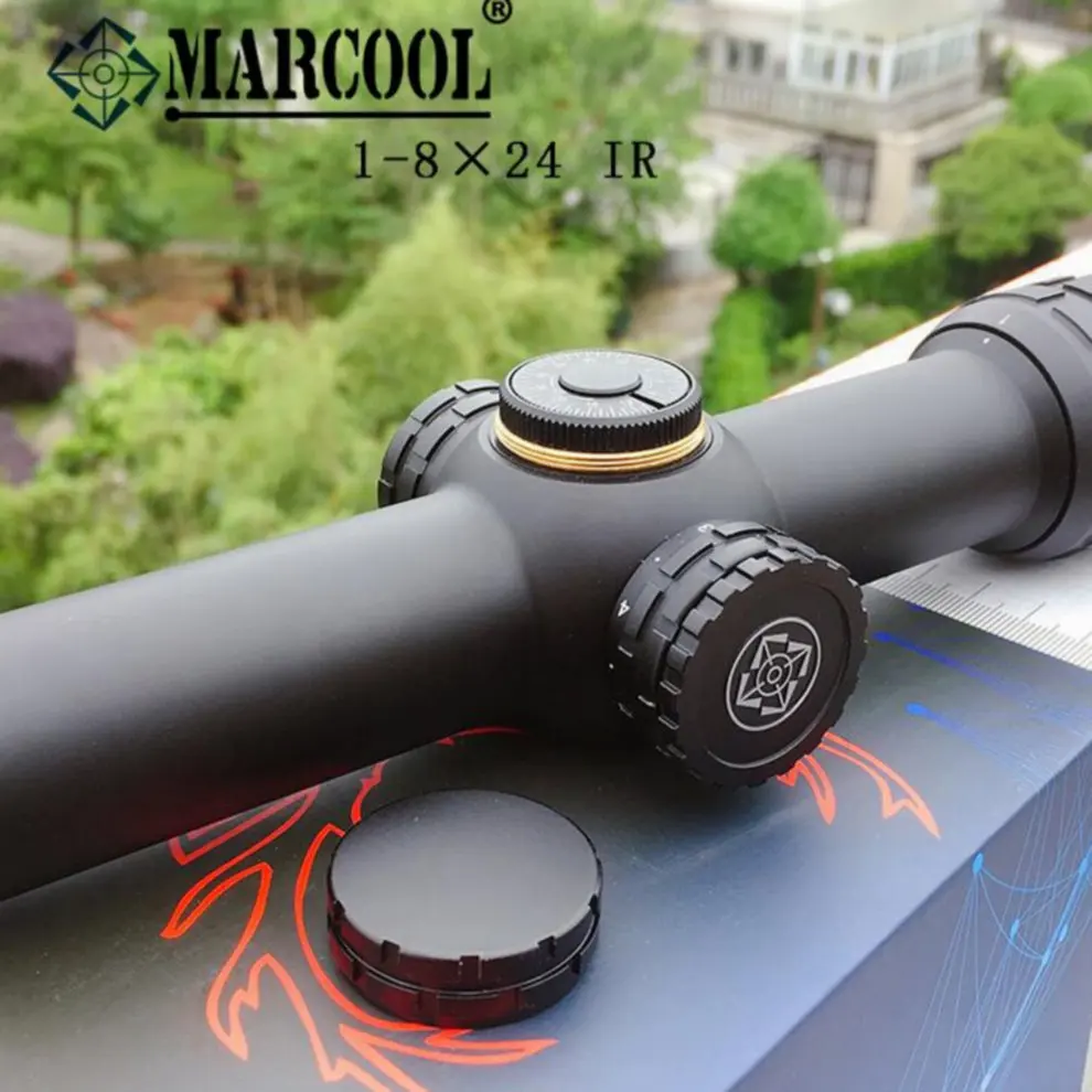 MARCOOL 1-8X24 IG RIFLESCOPE красная подсветка Охотничий Тактический коллиматор прицел Сетка страйкбол винтовка на открытом воздухе cqb